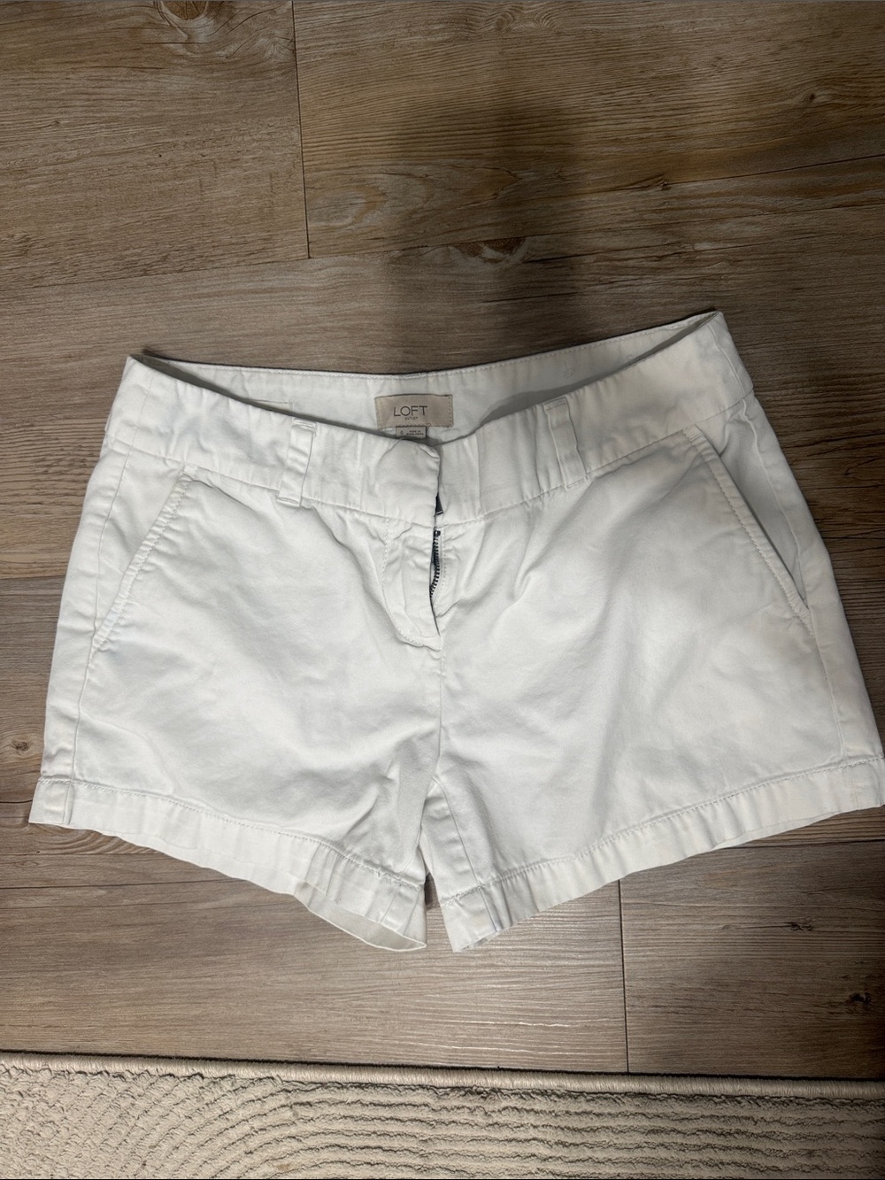 LOFT Classic White Cotton Bermuda Shorts